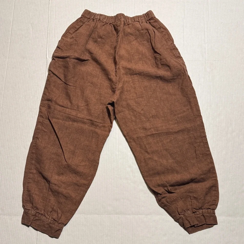 No. 6 Store 100% Linen Rust Brown Loungewear Jogger Pants Oversized Comfy Size 2 - Picture 10 of 10